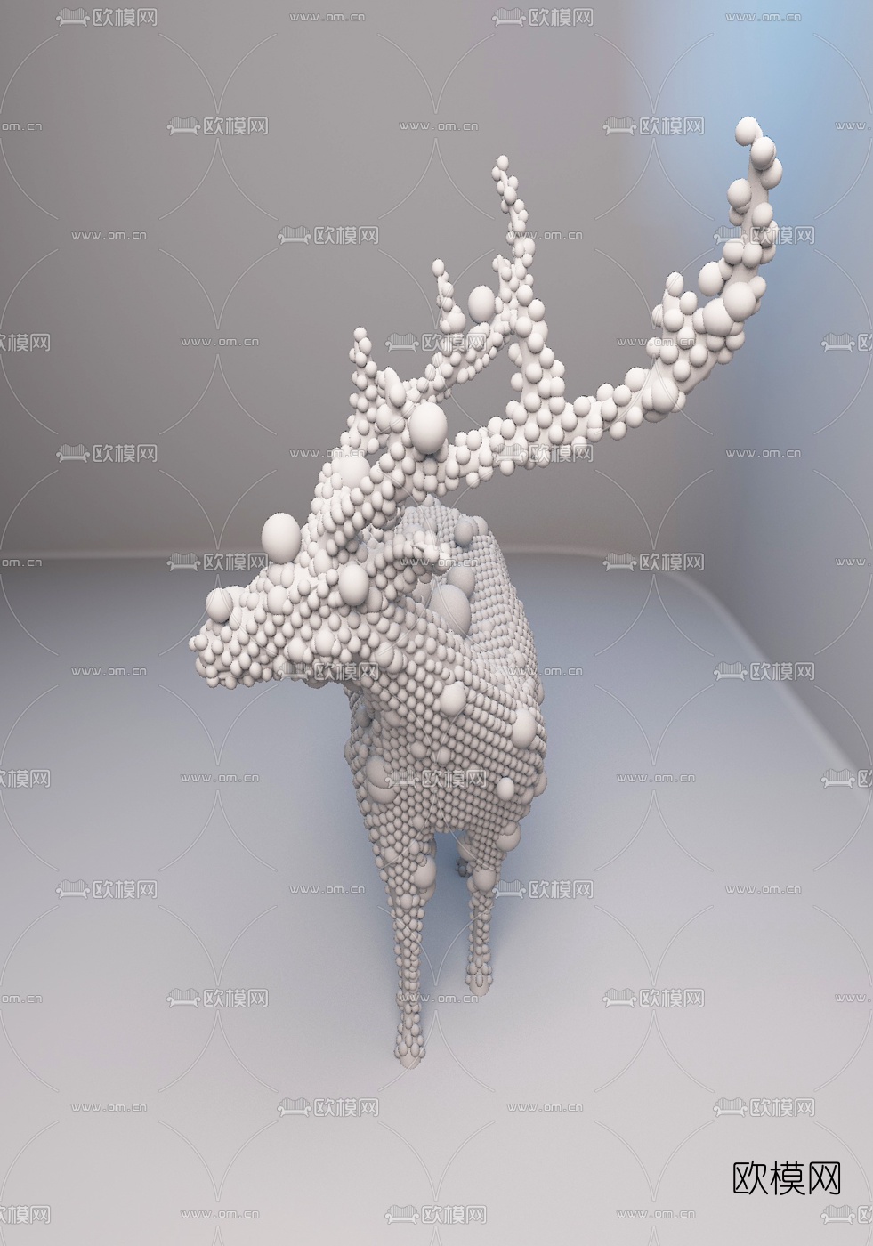 元禾大千设计 现代轻奢珍珠麋鹿雕塑3d模型下载（渲染图4）