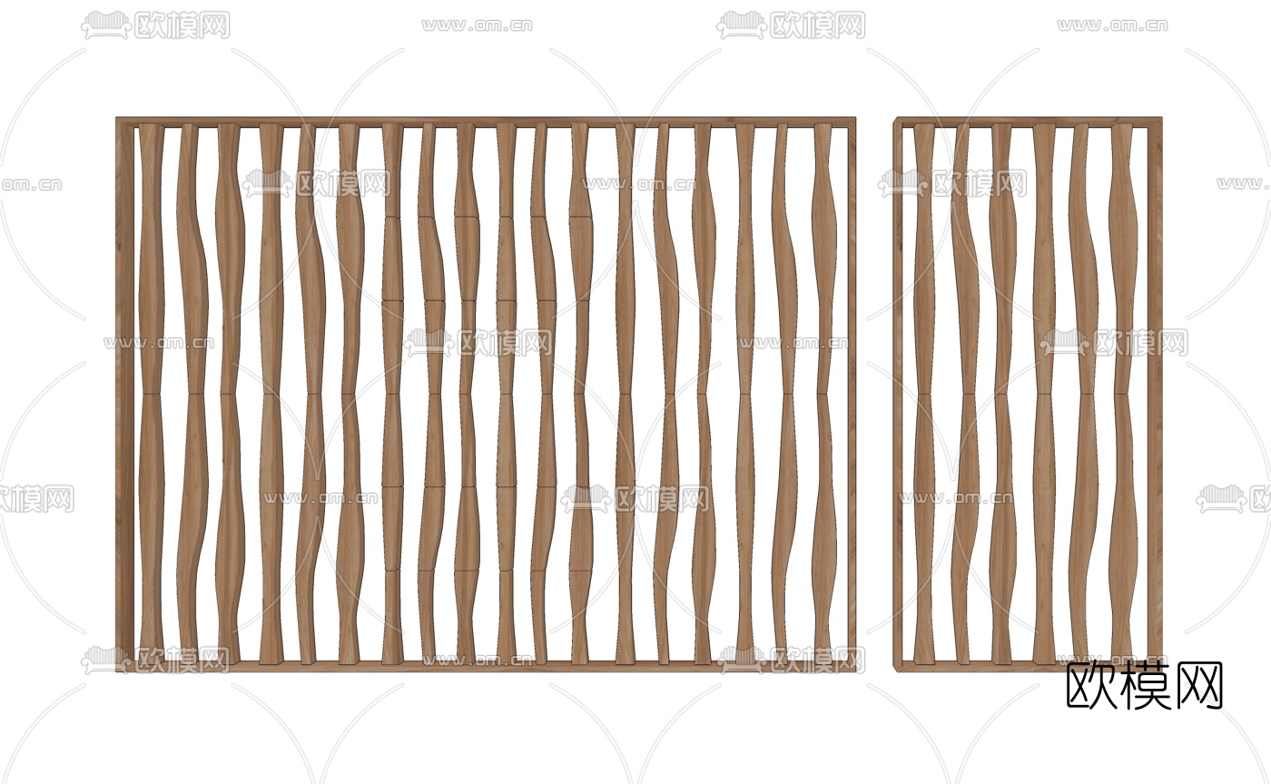 自然风原木隔断su模型下载
