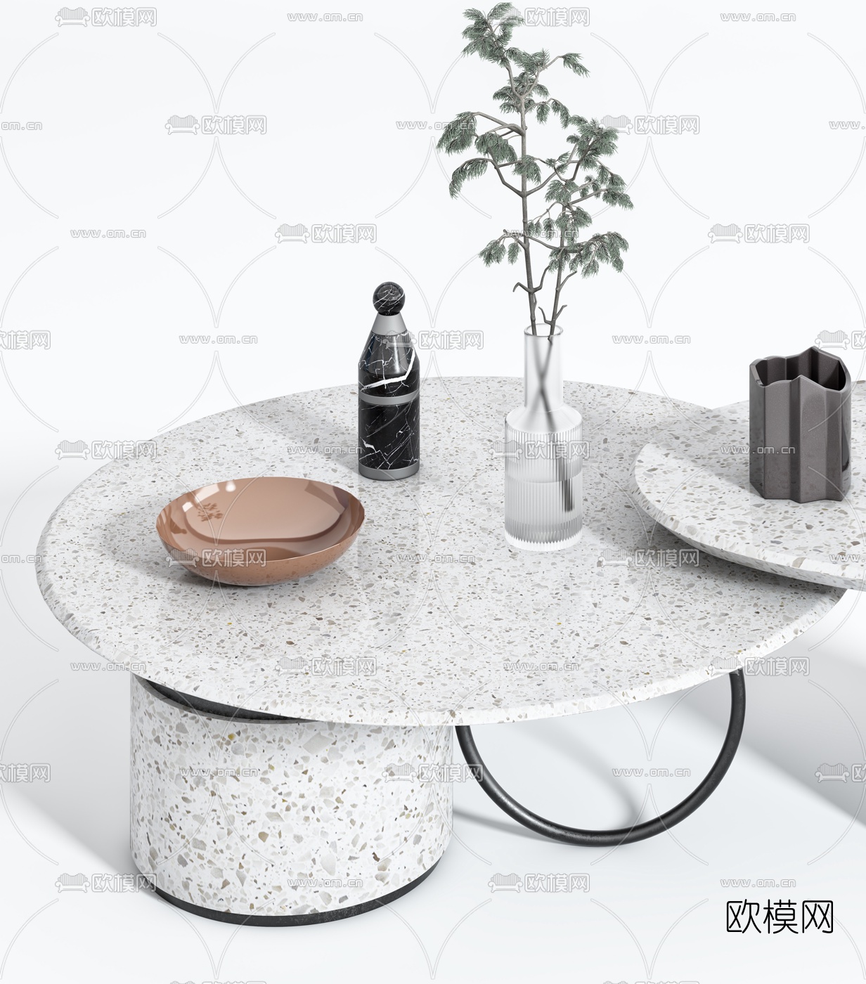 现代大理石茶几3d模型