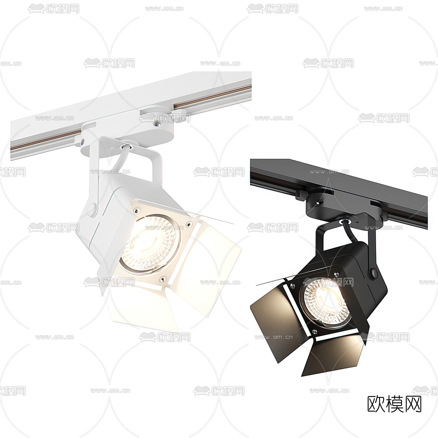 现代金属轨道投影射灯3d模型
