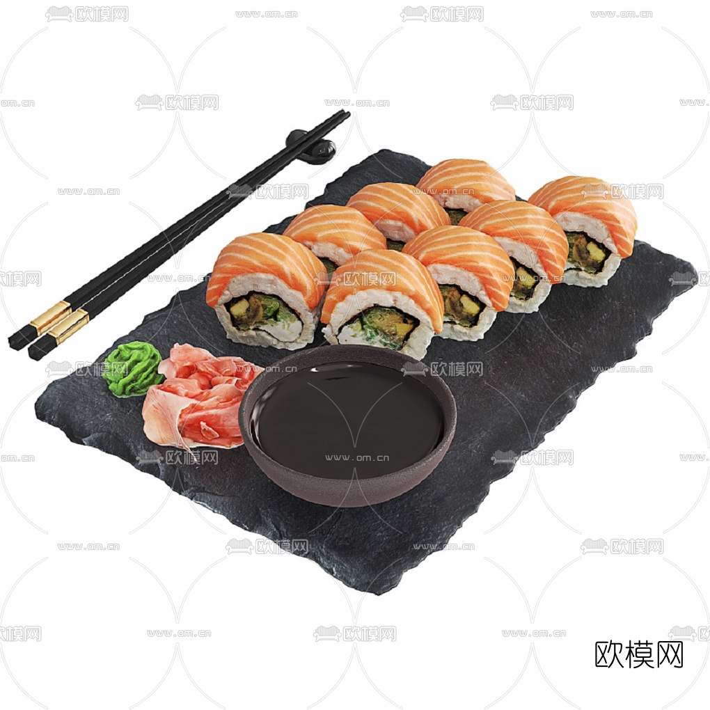 日韩三文鱼寿司料理3d模型