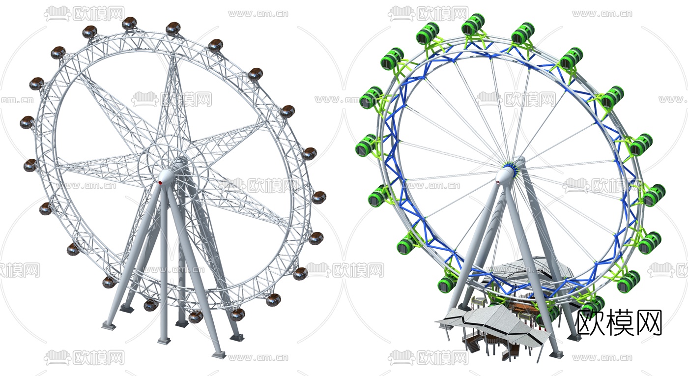 摩天轮游乐场设备3d模型下载
