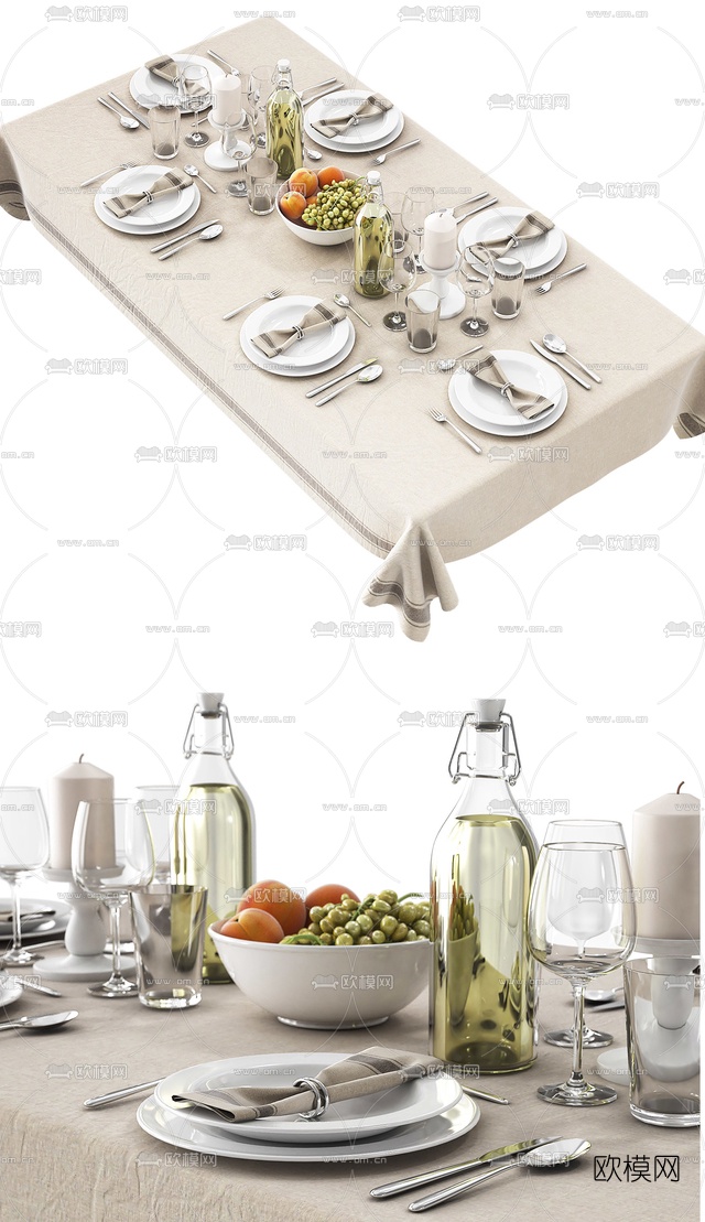 现代刀叉餐碟餐具3d模型下载