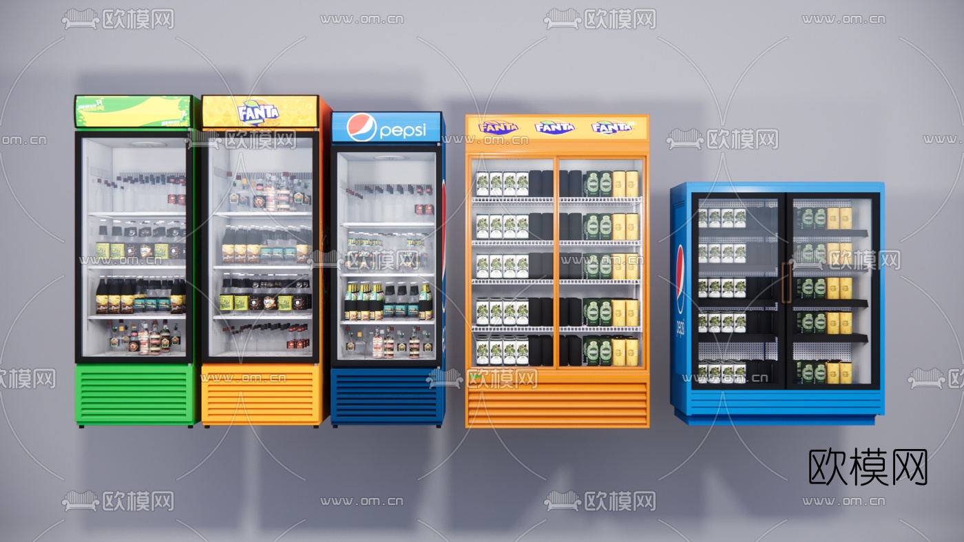 现代冰箱冰柜su模型下载（渲染图1）