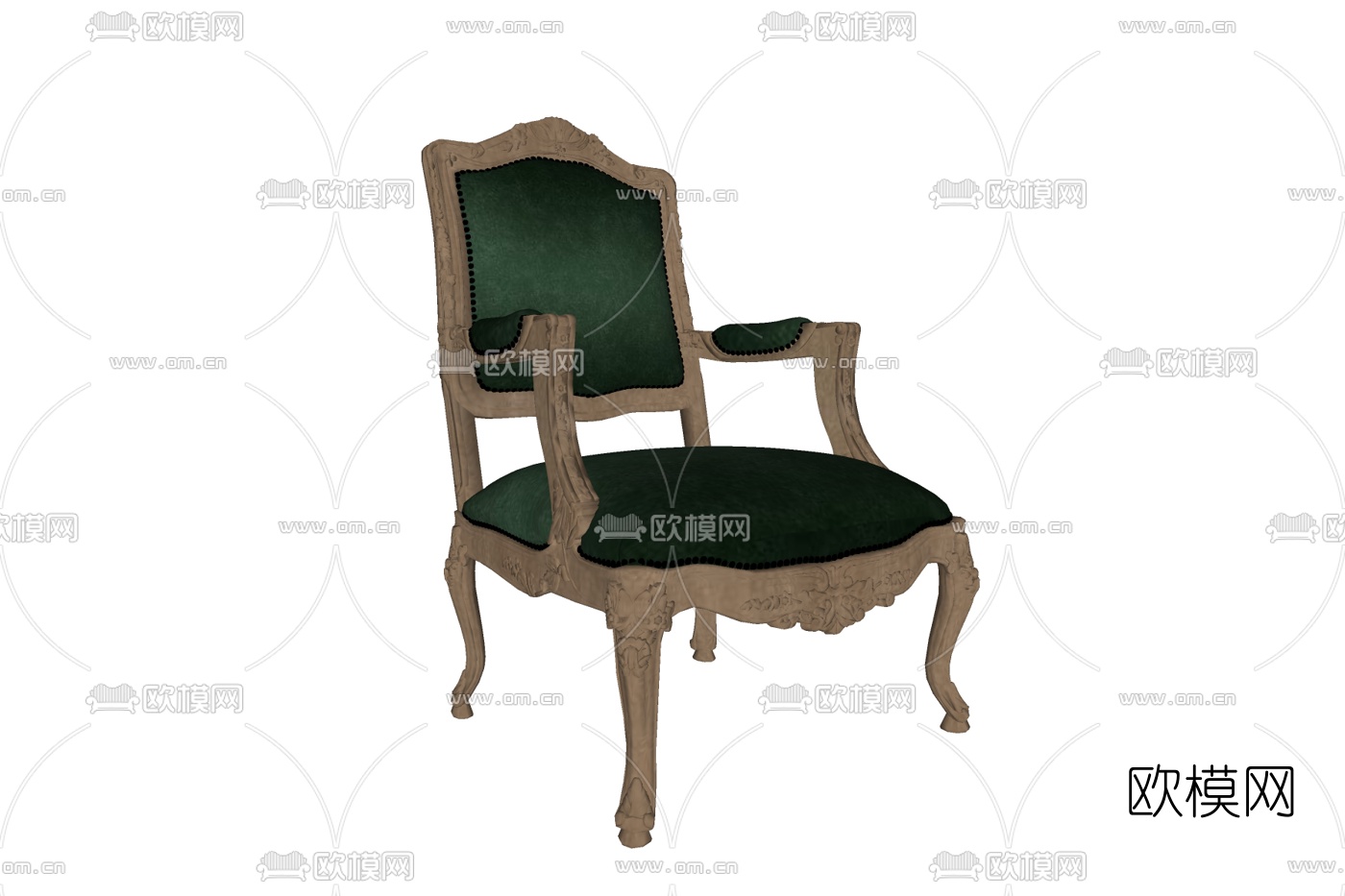 欧式实木单椅su模型下载