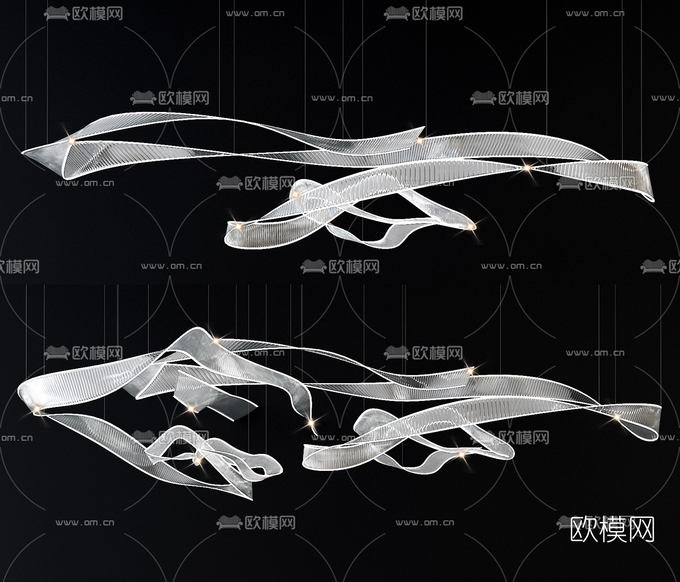 新中式装饰水晶吊灯3d模型