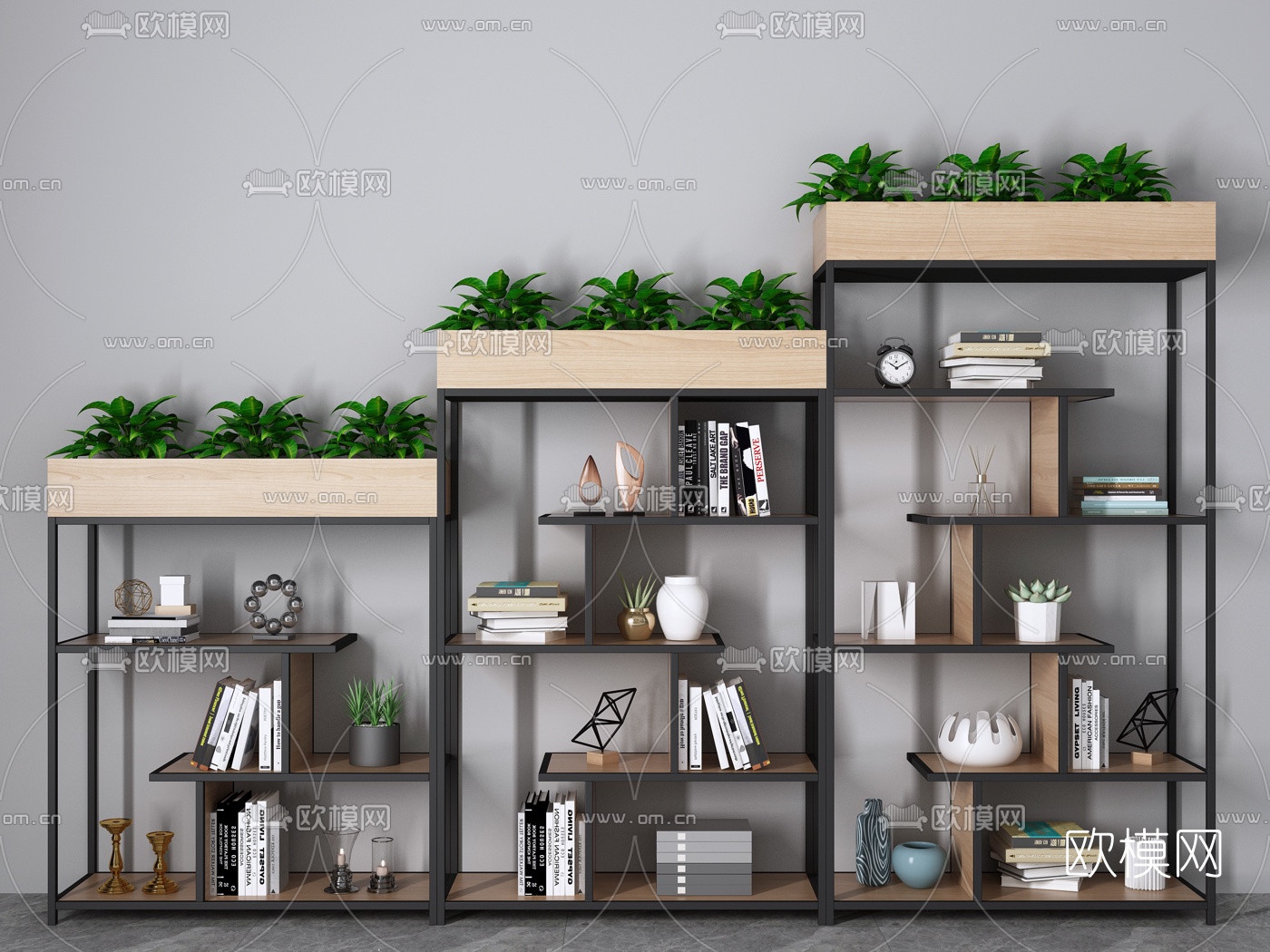 北欧书架装饰架3d模型下载