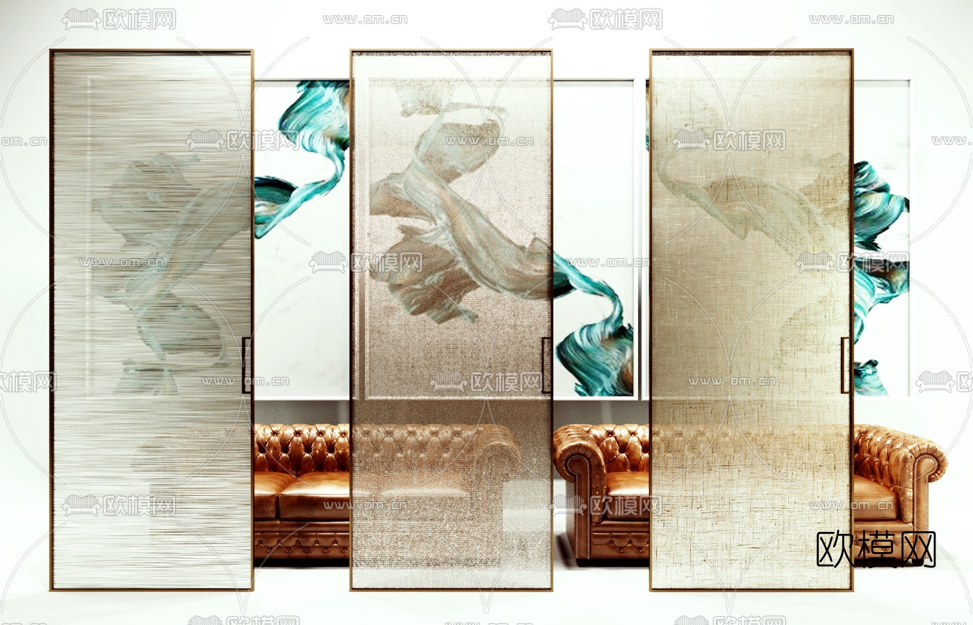 中式简约屏风3d模型下载（渲染图4）