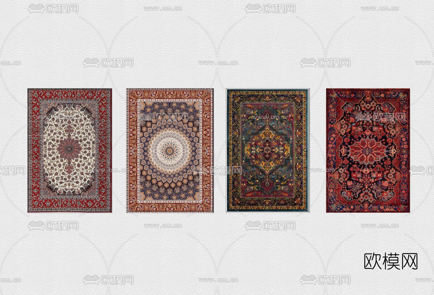 美式布艺雕花地毯su模型下载