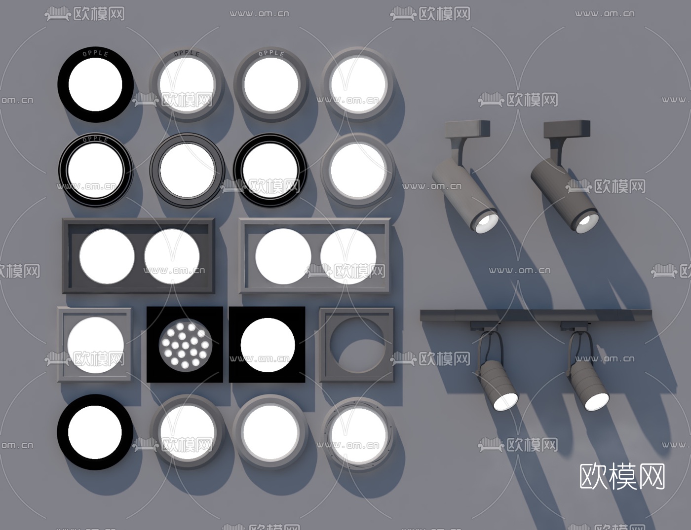 现代筒灯射灯su模型下载（渲染图1）