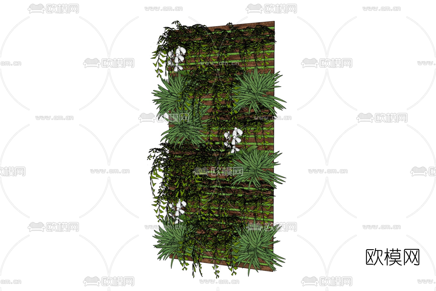 现代植物墙免费su模型下载