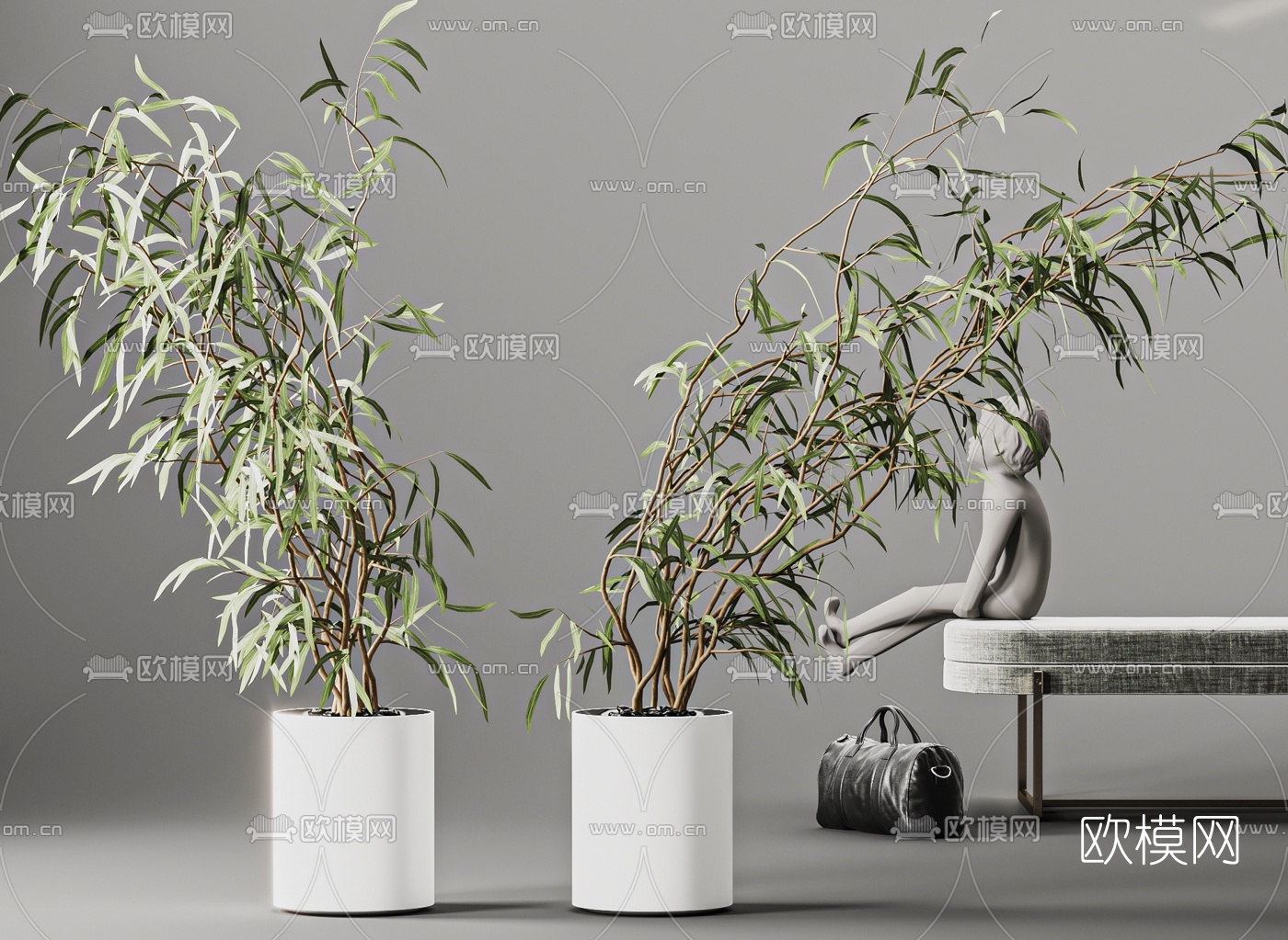 现代绿植盆栽3d模型-免费3dmax模型库-欧模网