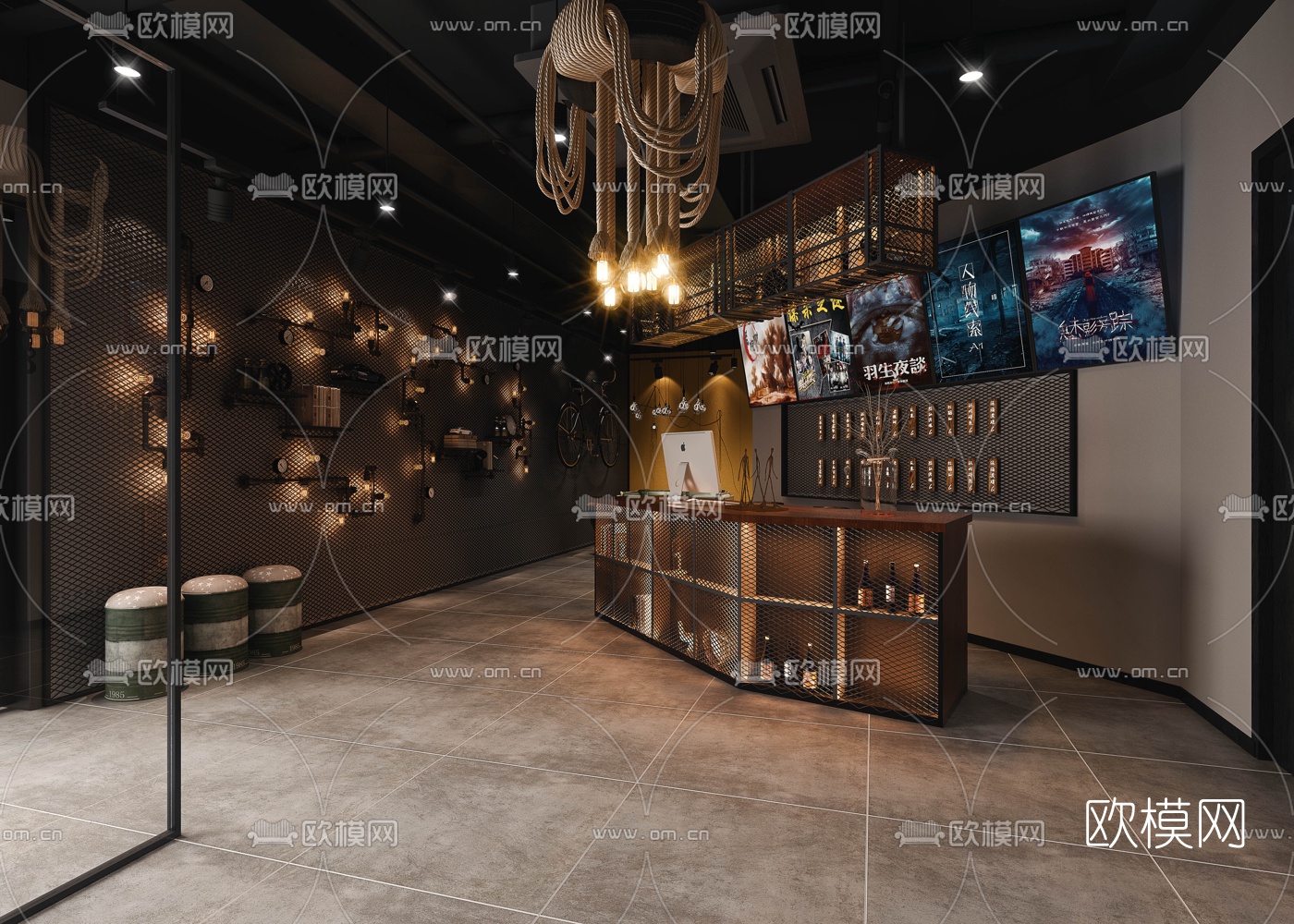 工业风剧本杀游戏厅3d模型