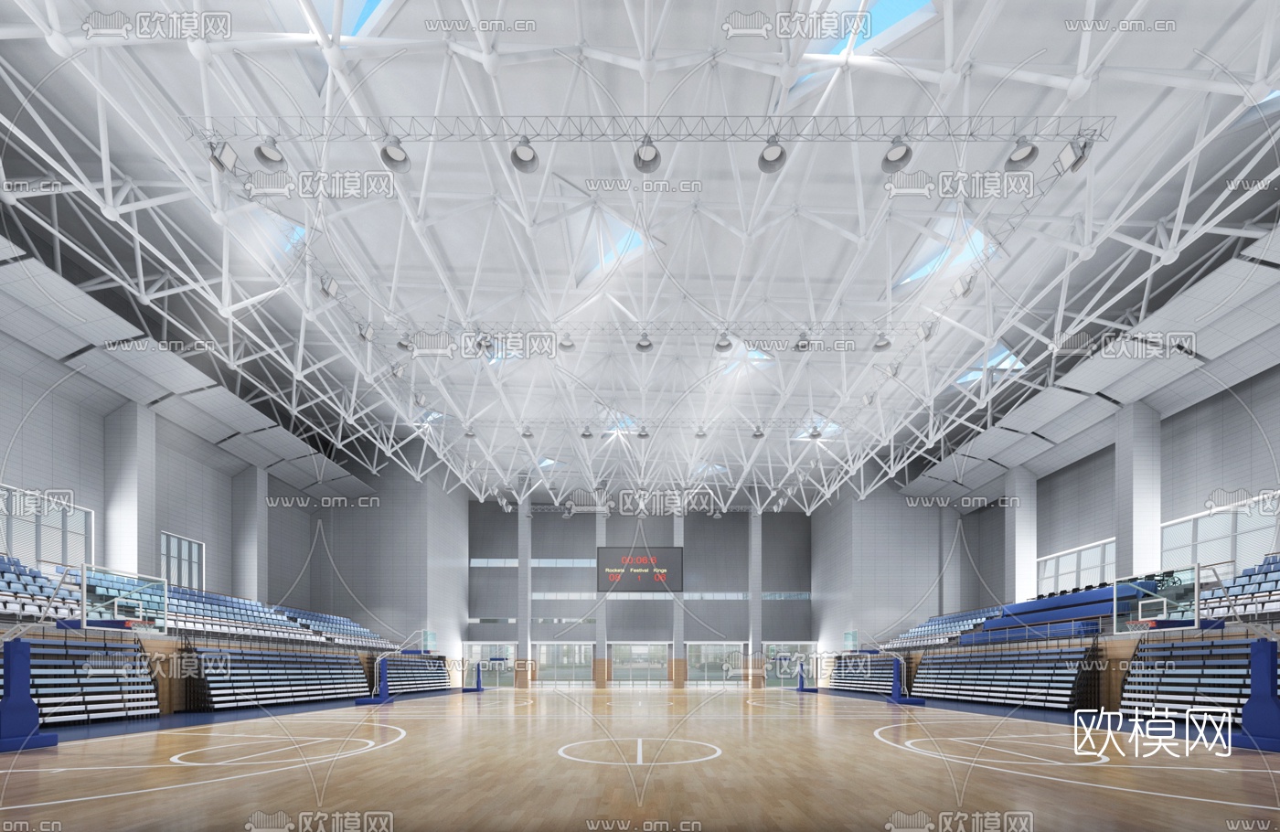 现代体育馆篮球馆3d模型下载（渲染图1）