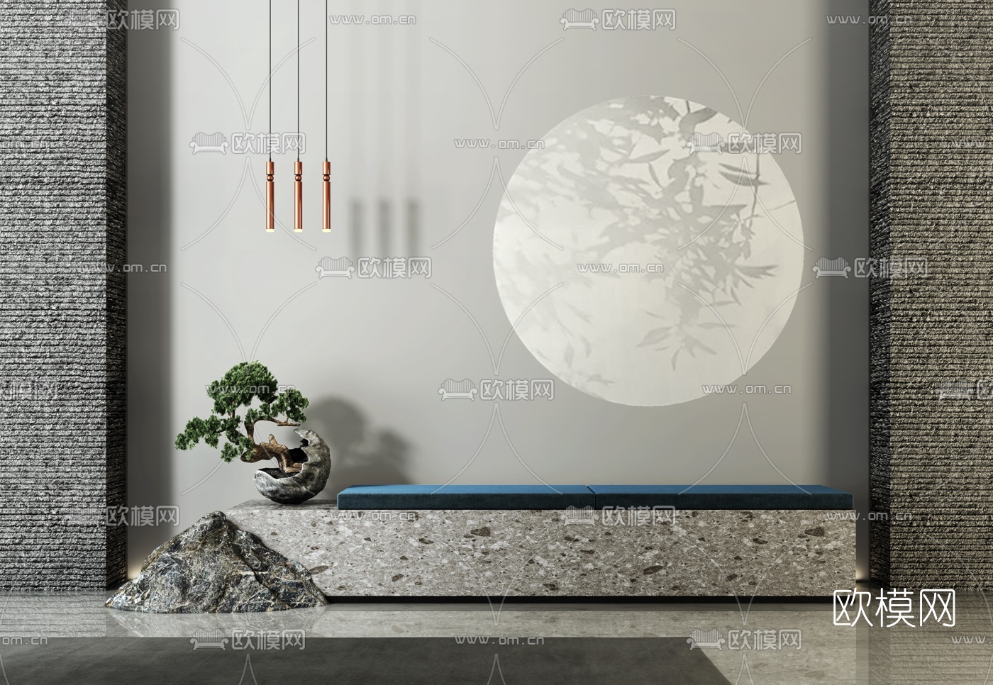 新中式玄关共用椅3d模型