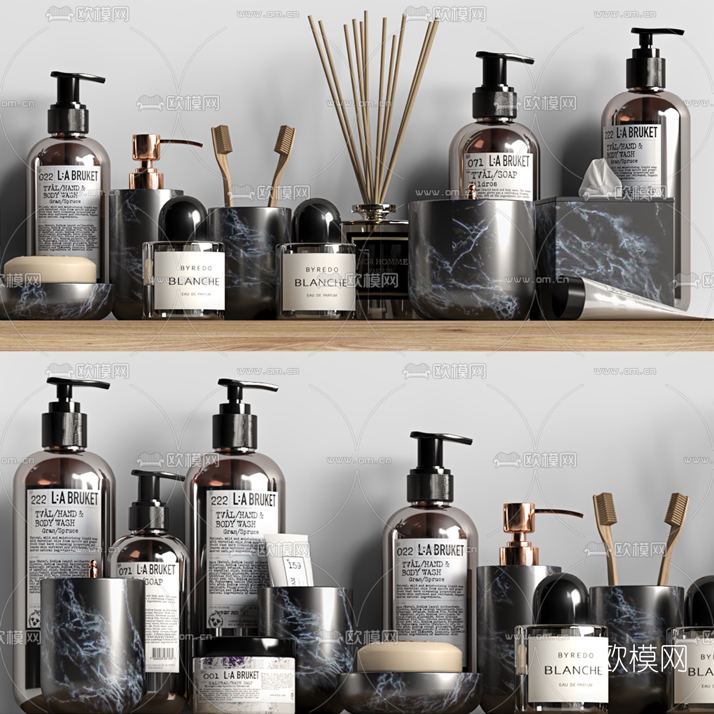 现代浴室洗漱用品3d模型下载（渲染图3）