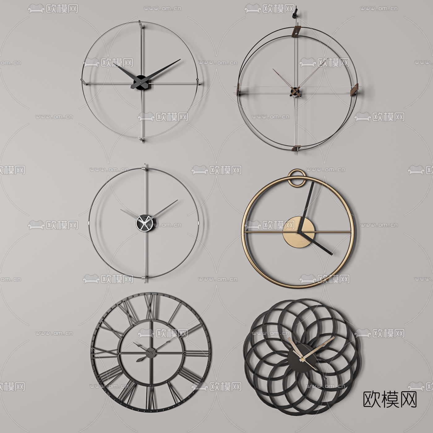 现代金属镂空挂钟3d模型