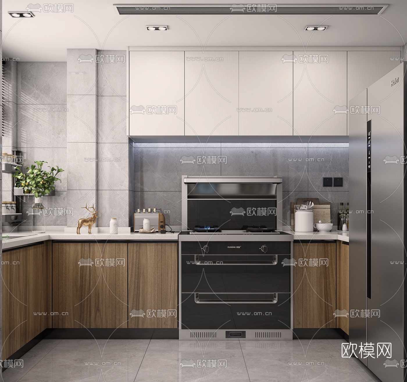 现代整装厨房3d模型