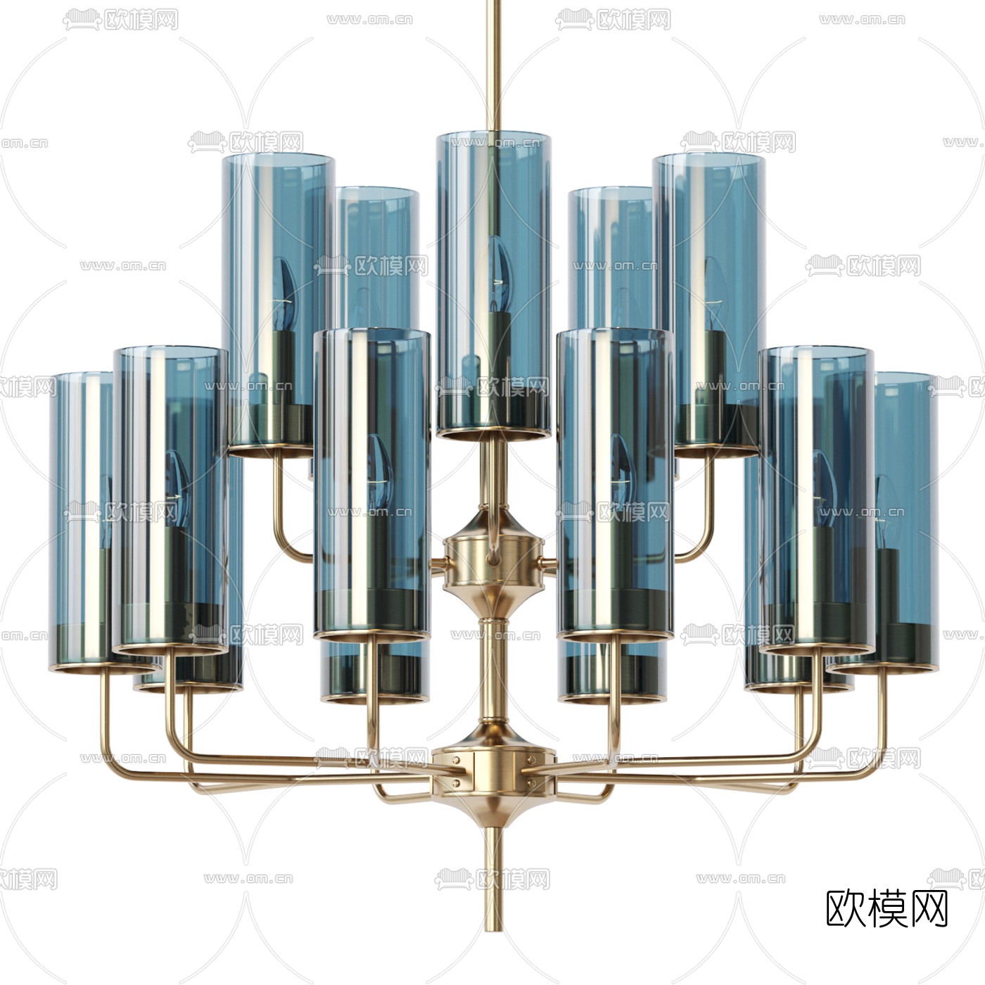 现代金属玻璃烛台吊灯3d模型