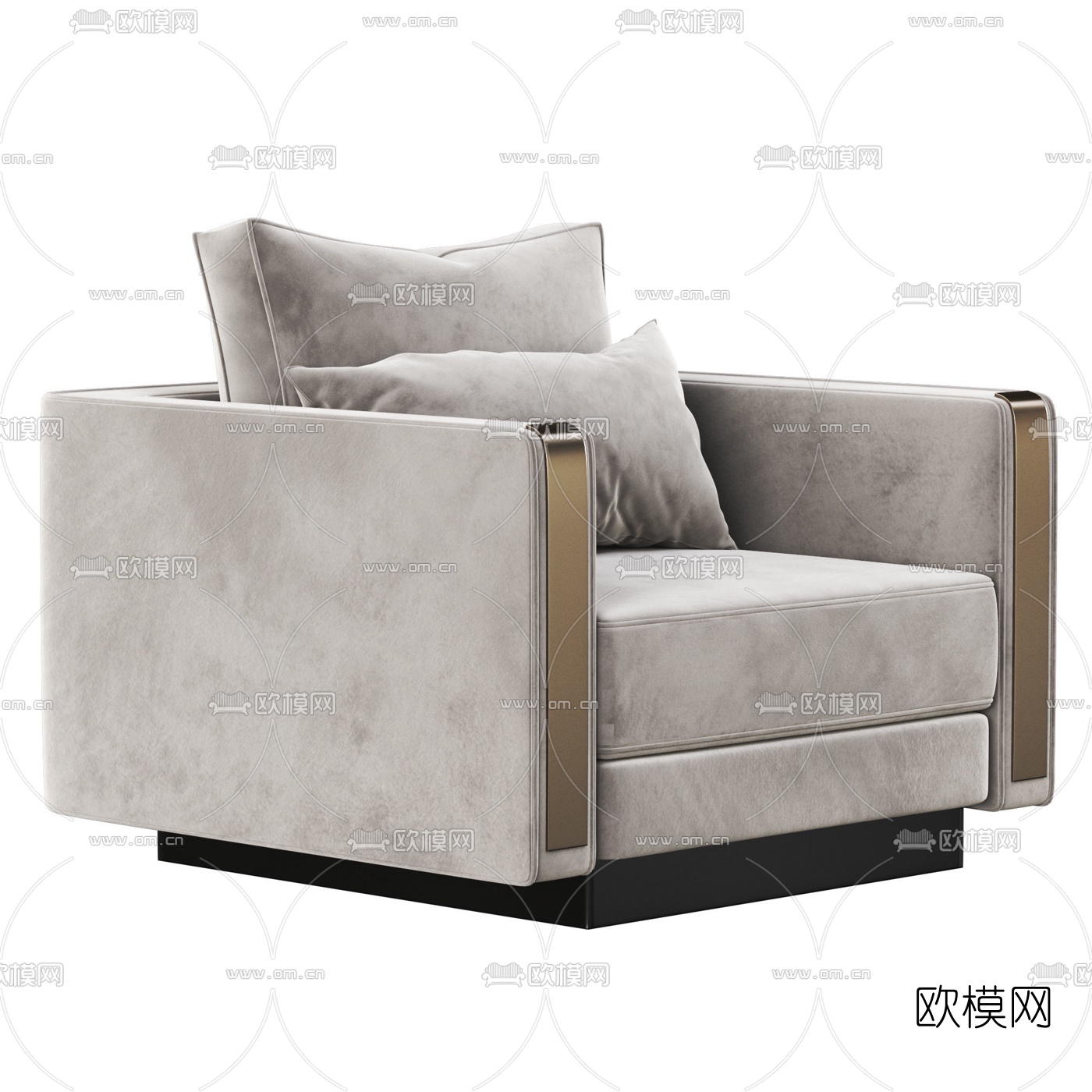 现代绒布单人沙发3d模型