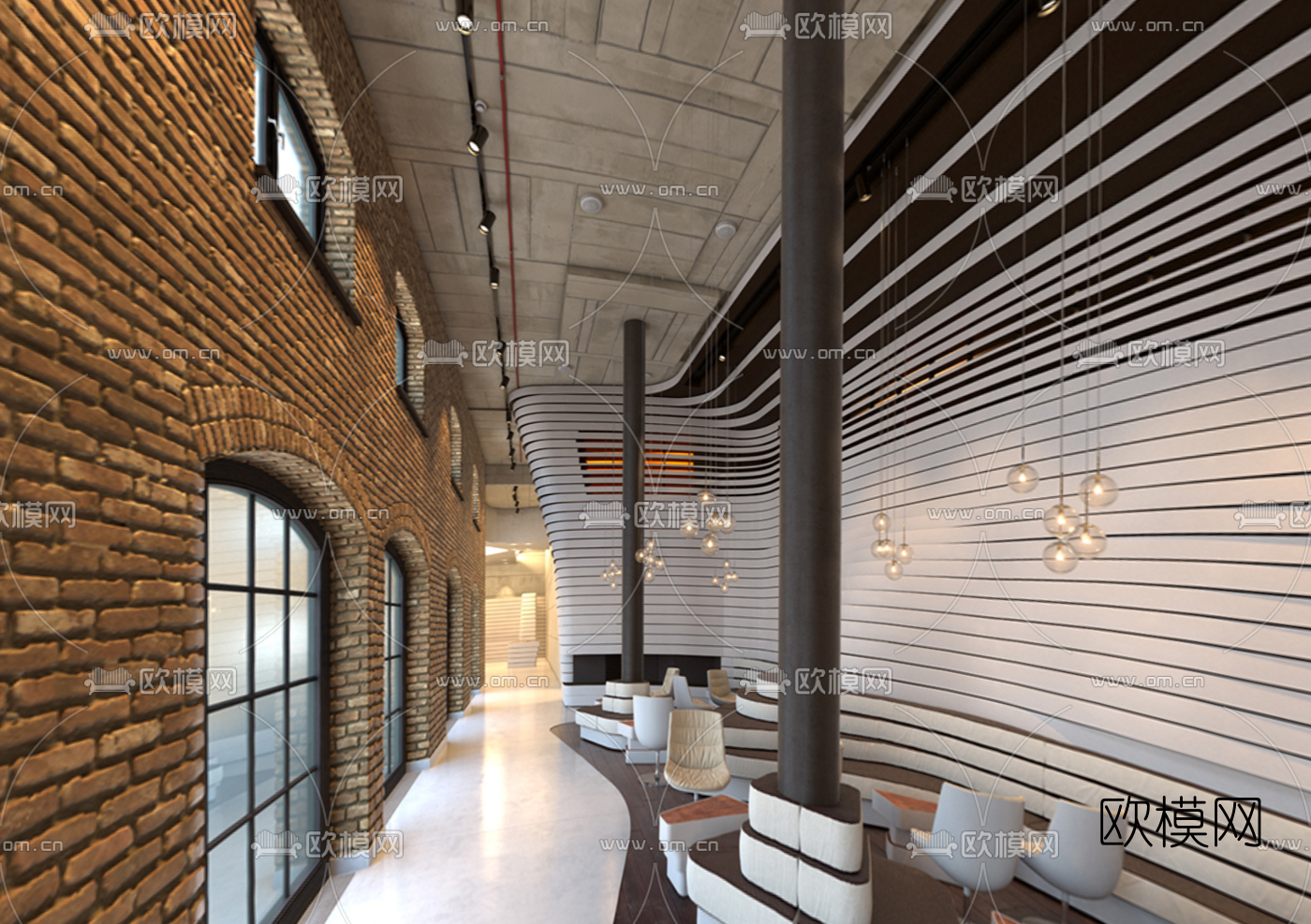 现代酒店大堂吧vr全景3d模型