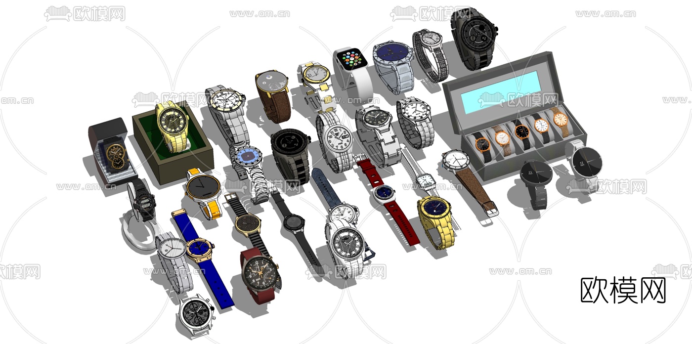 现代手表机械表su模型下载（渲染图2）