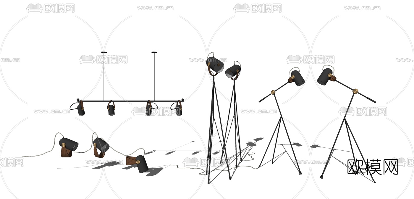 工业风落地灯su模型下载