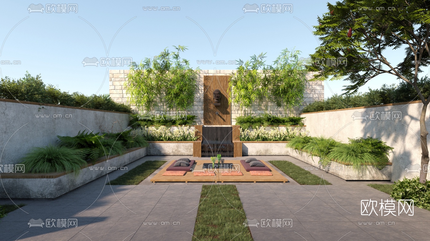 现代庭院花园景观3d模型