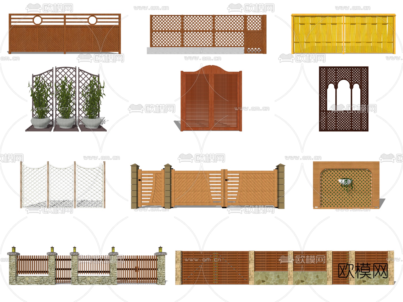 自然风围栏栅栏篱笆su模型下载（渲染图2）