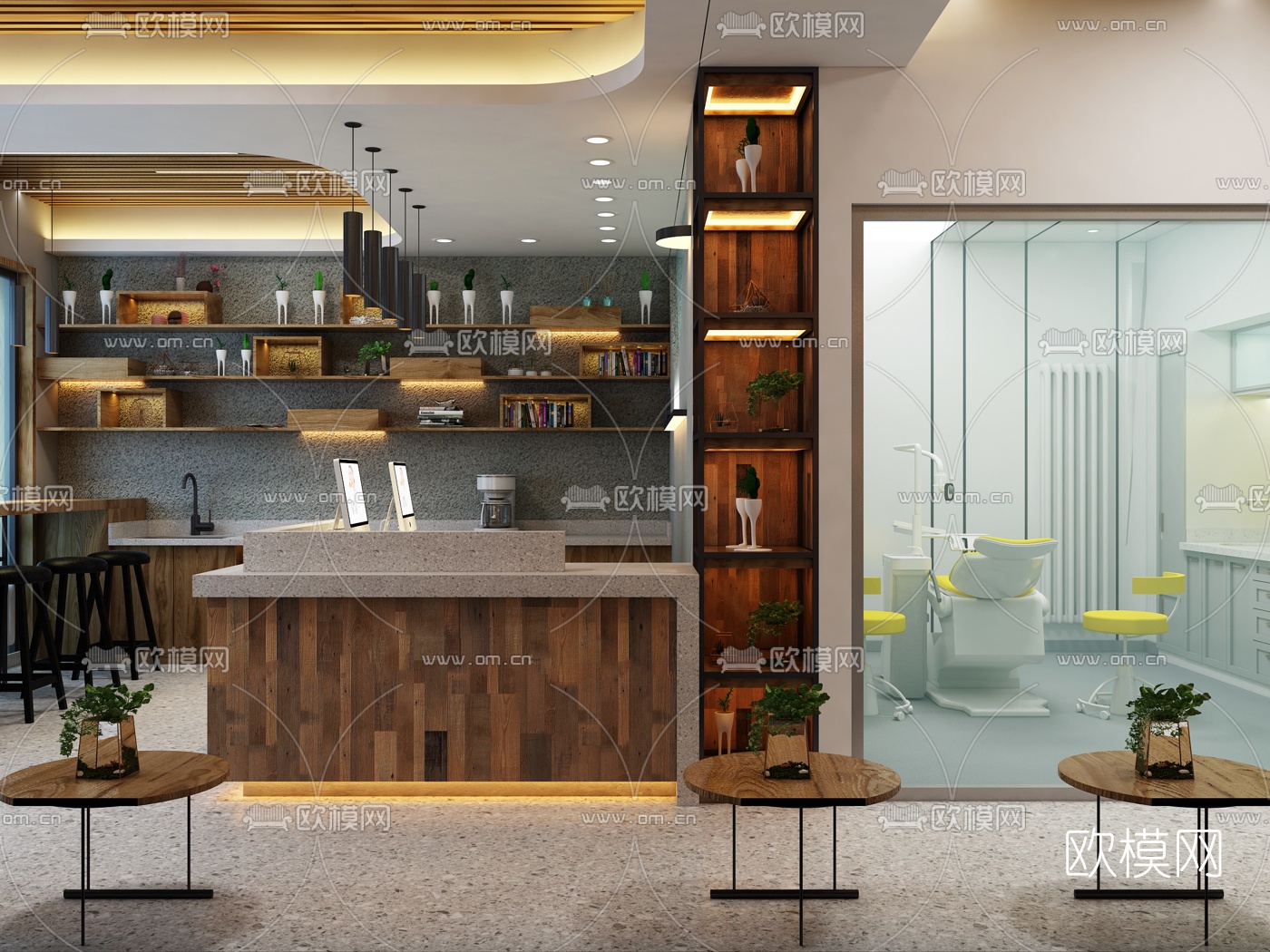 现代口腔门诊3d模型下载（渲染图2）