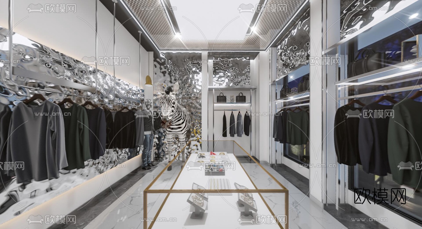 现代轻奢男士服装店vr全景3d模型