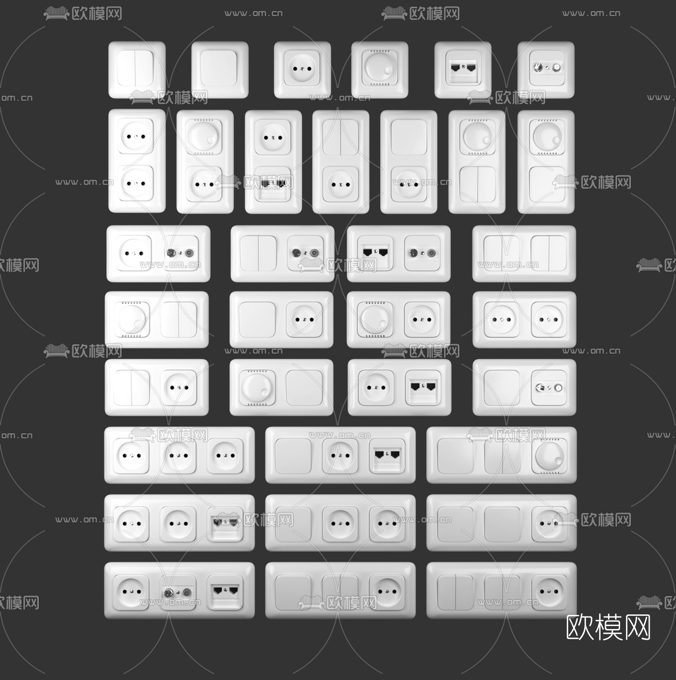 现代开关插座面板3d模型