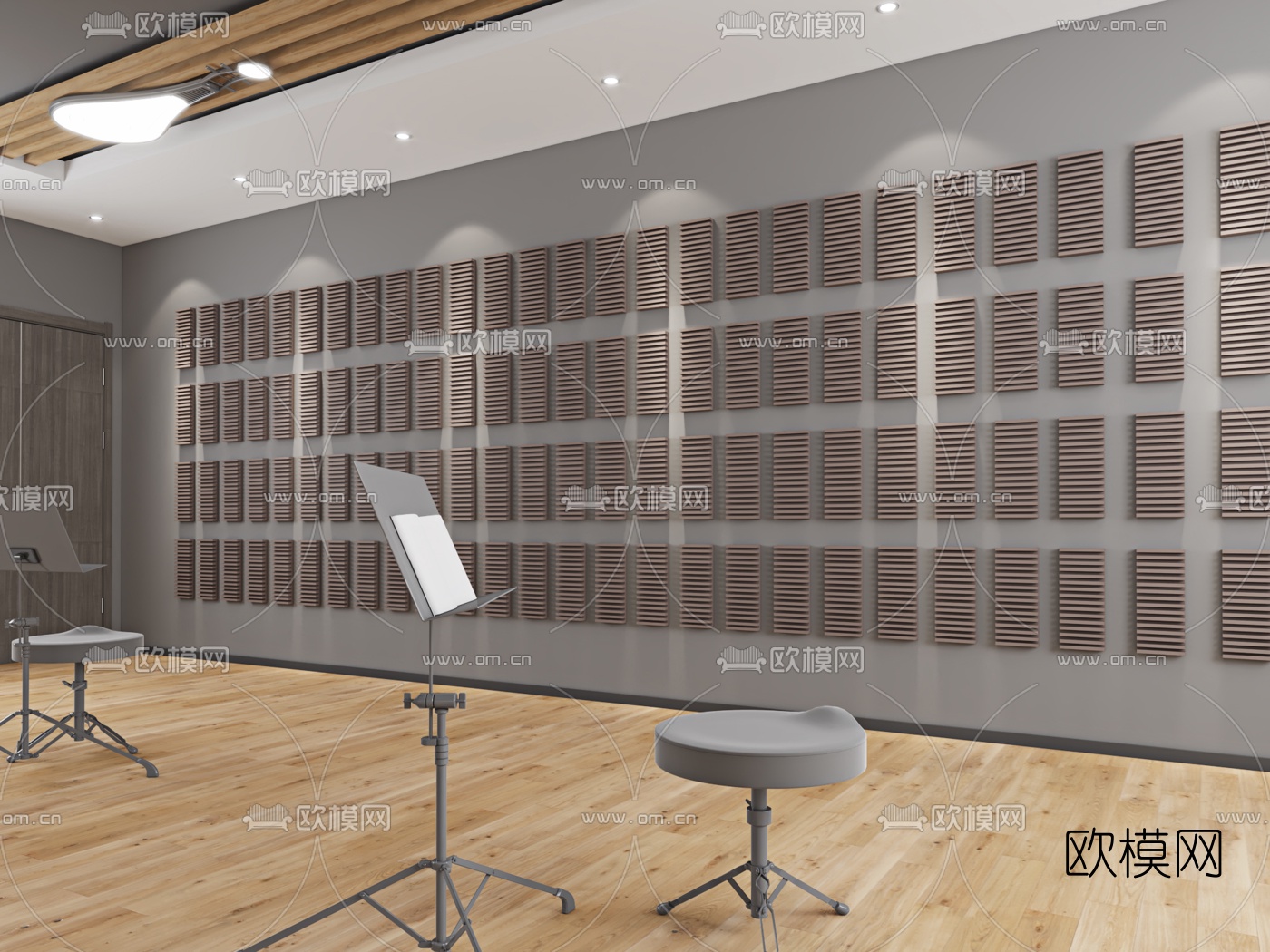 现代学校音乐演奏室3d模型下载（渲染图2）