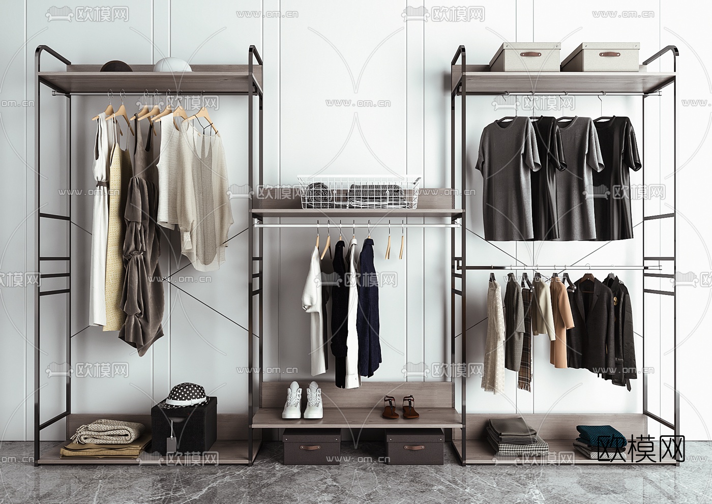 现代服装展示架3d模型下载