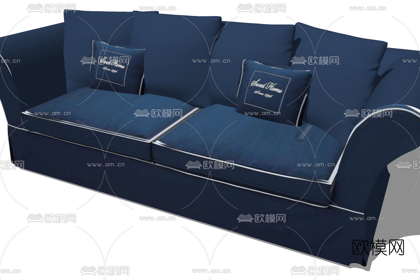简欧布艺双人沙发su模型下载