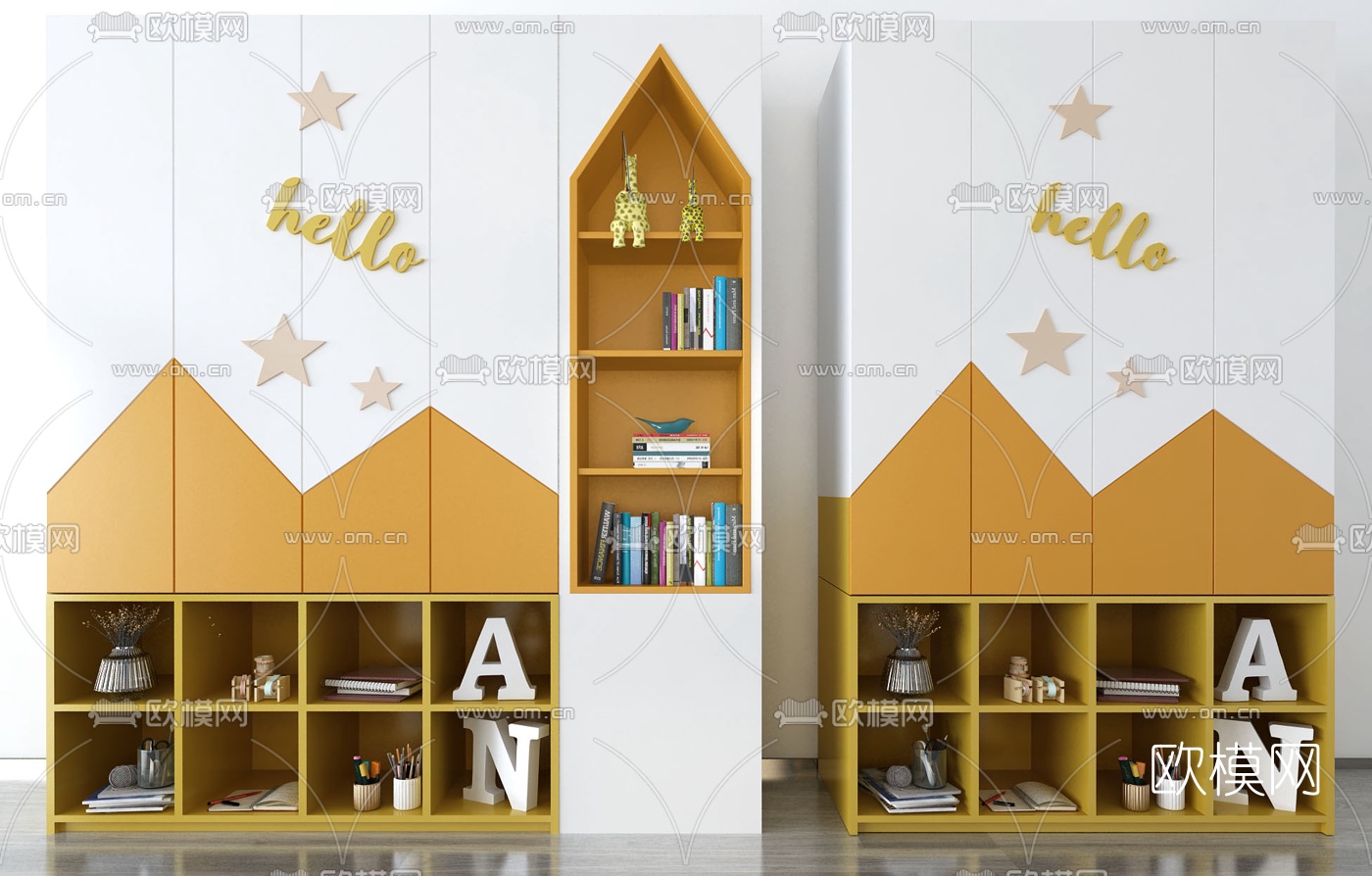 北欧简约儿童装饰柜3d模型下载