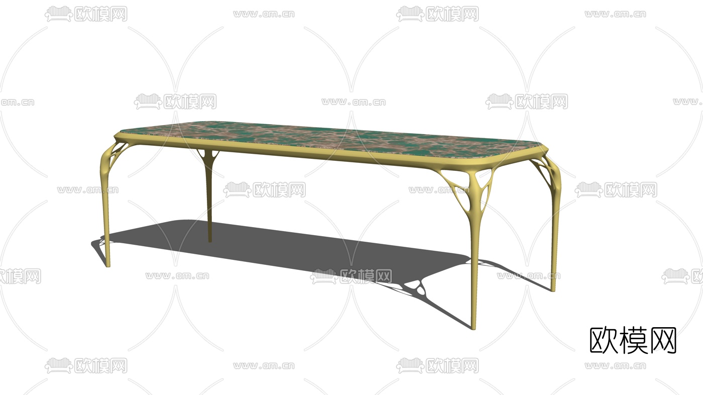 欧式金属餐桌su模型下载（渲染图2）
