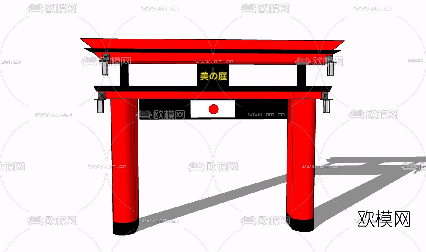 日式实木门头免费su模型下载