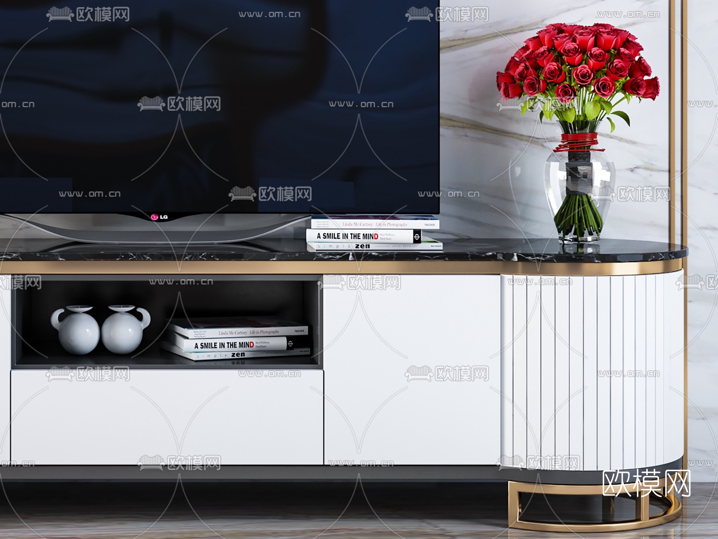 现代金属电视柜3d模型