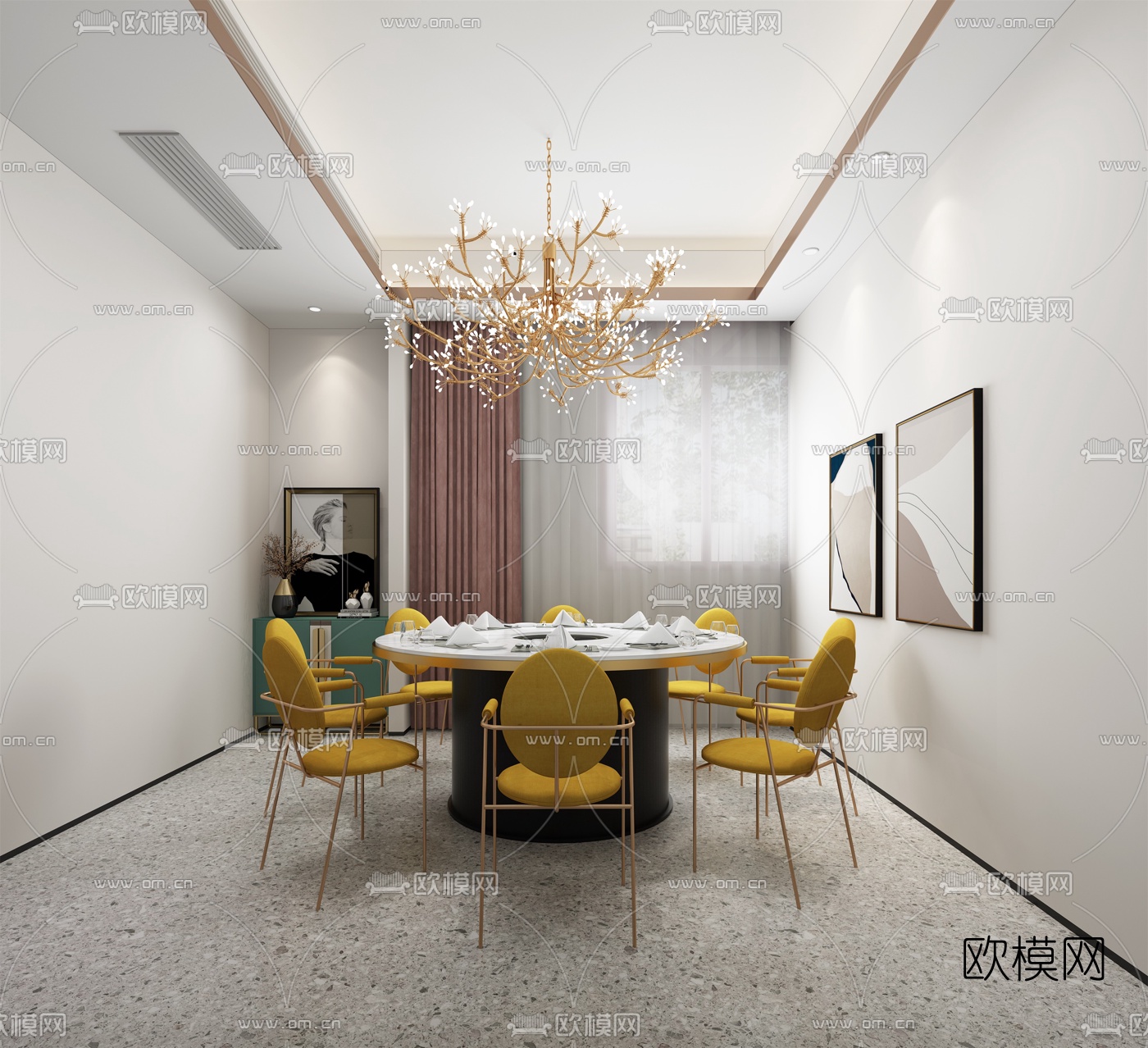 北欧火锅店免费3d模型下载（渲染图7）