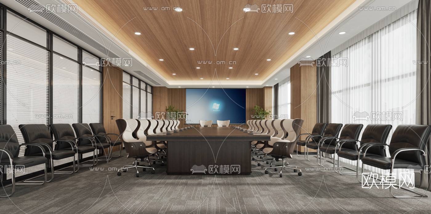 现代会议室3d模型下载