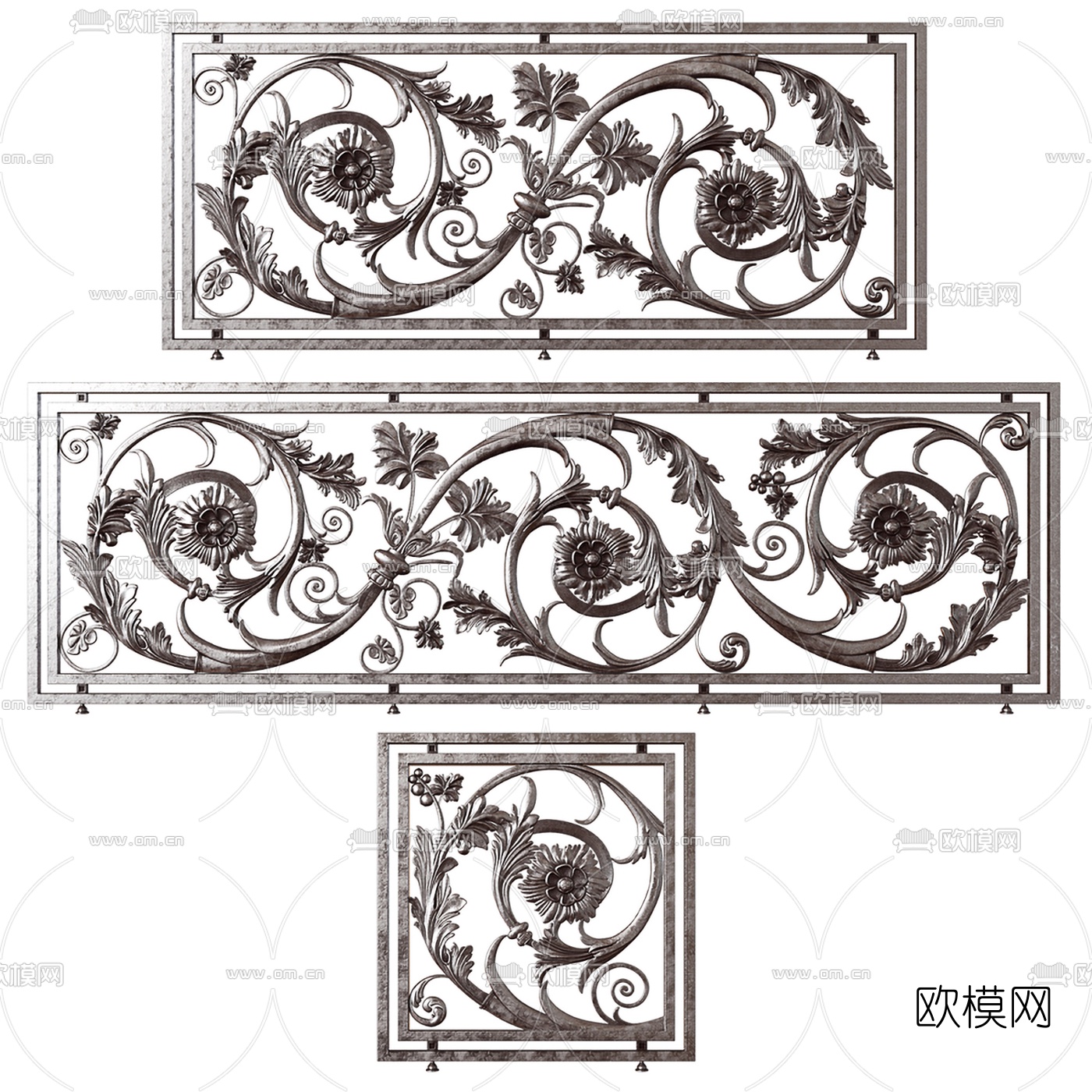 欧式雕花栏杆护栏3d模型下载