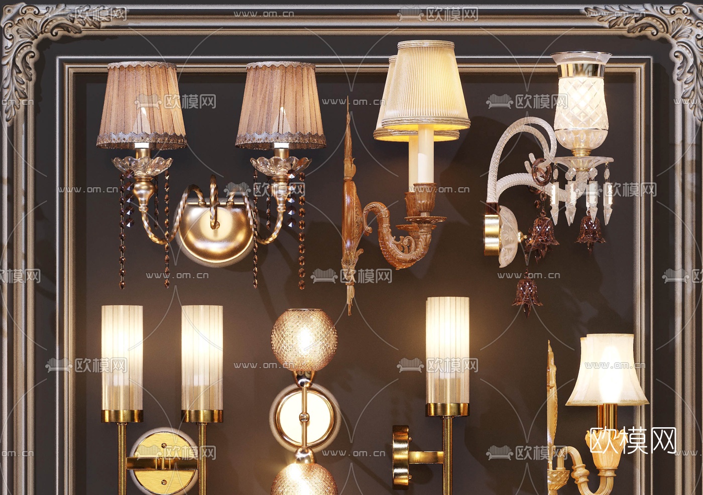 欧式水晶壁灯3d模型下载（渲染图8）