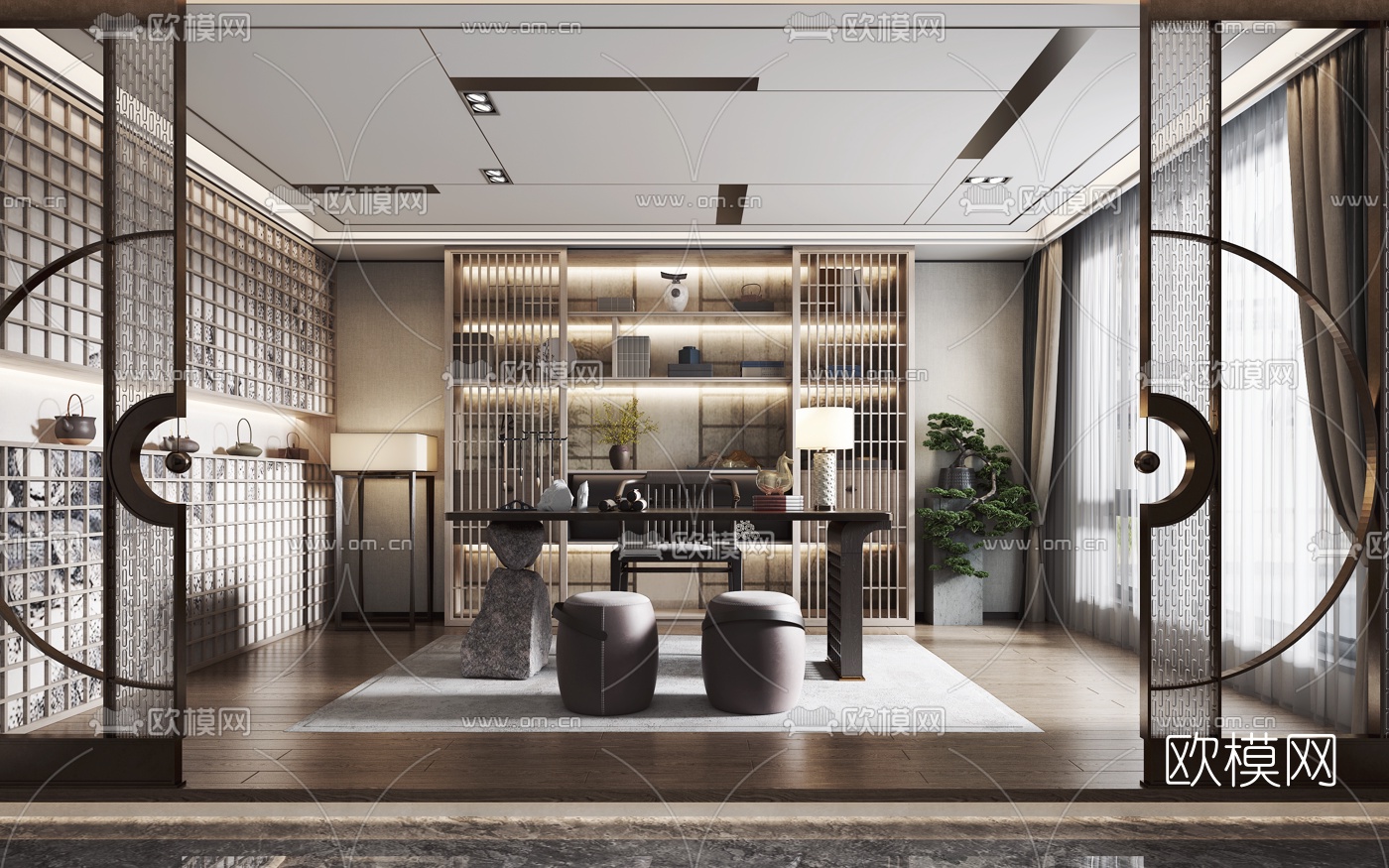 新中式书房3d模型