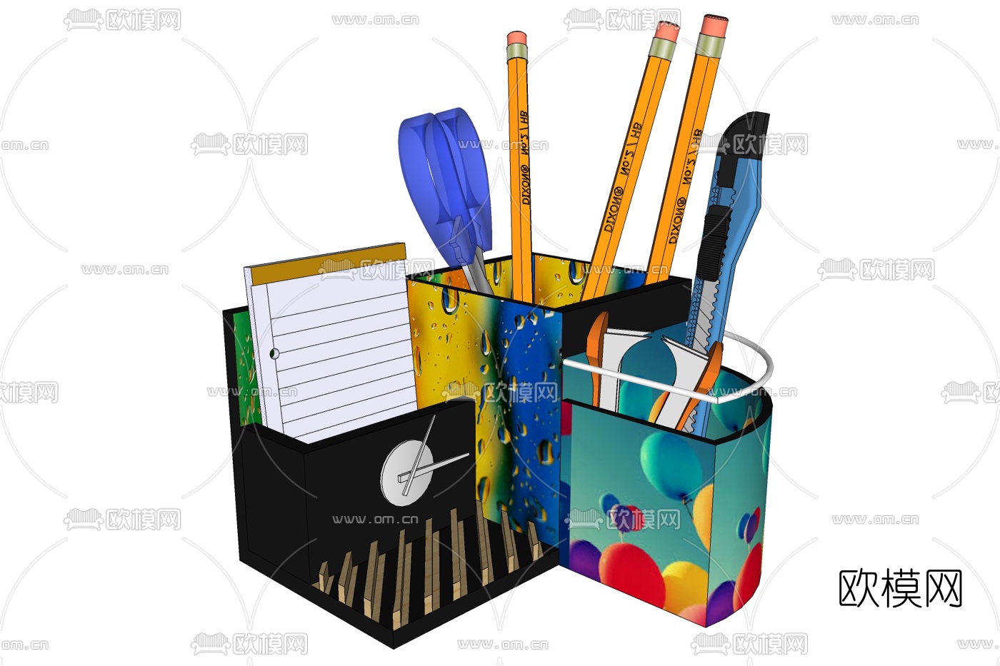 现代笔筒免费su模型下载