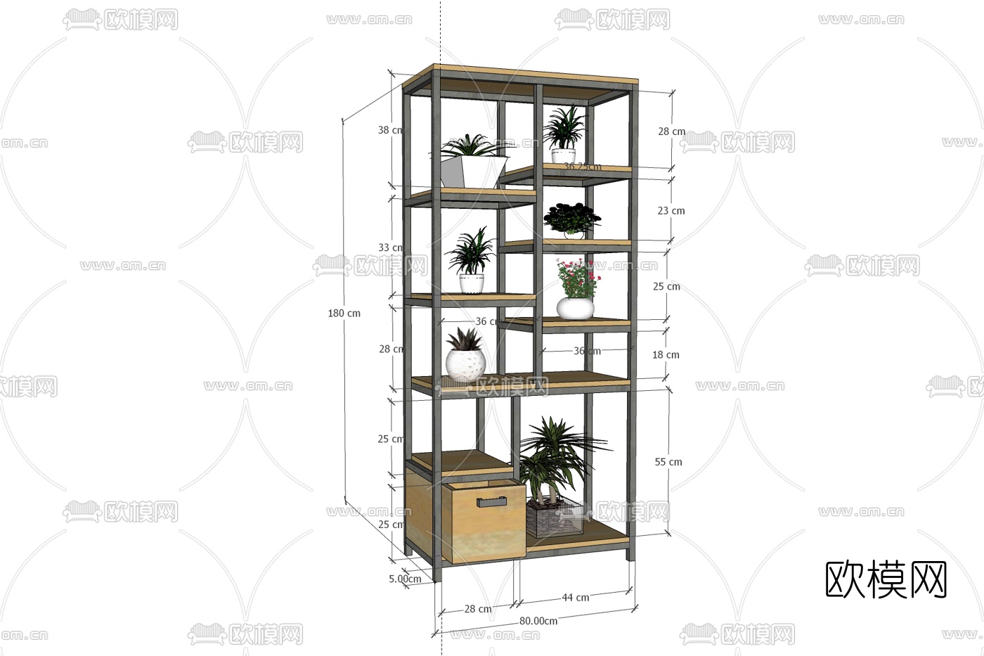 现代展示柜免费su模型下载