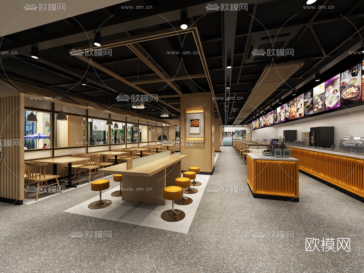 现代混搭茶餐厅3d模型