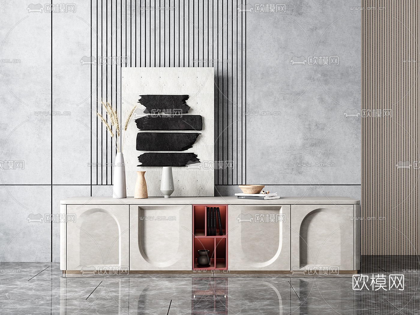 北欧简约电视柜3d模型下载