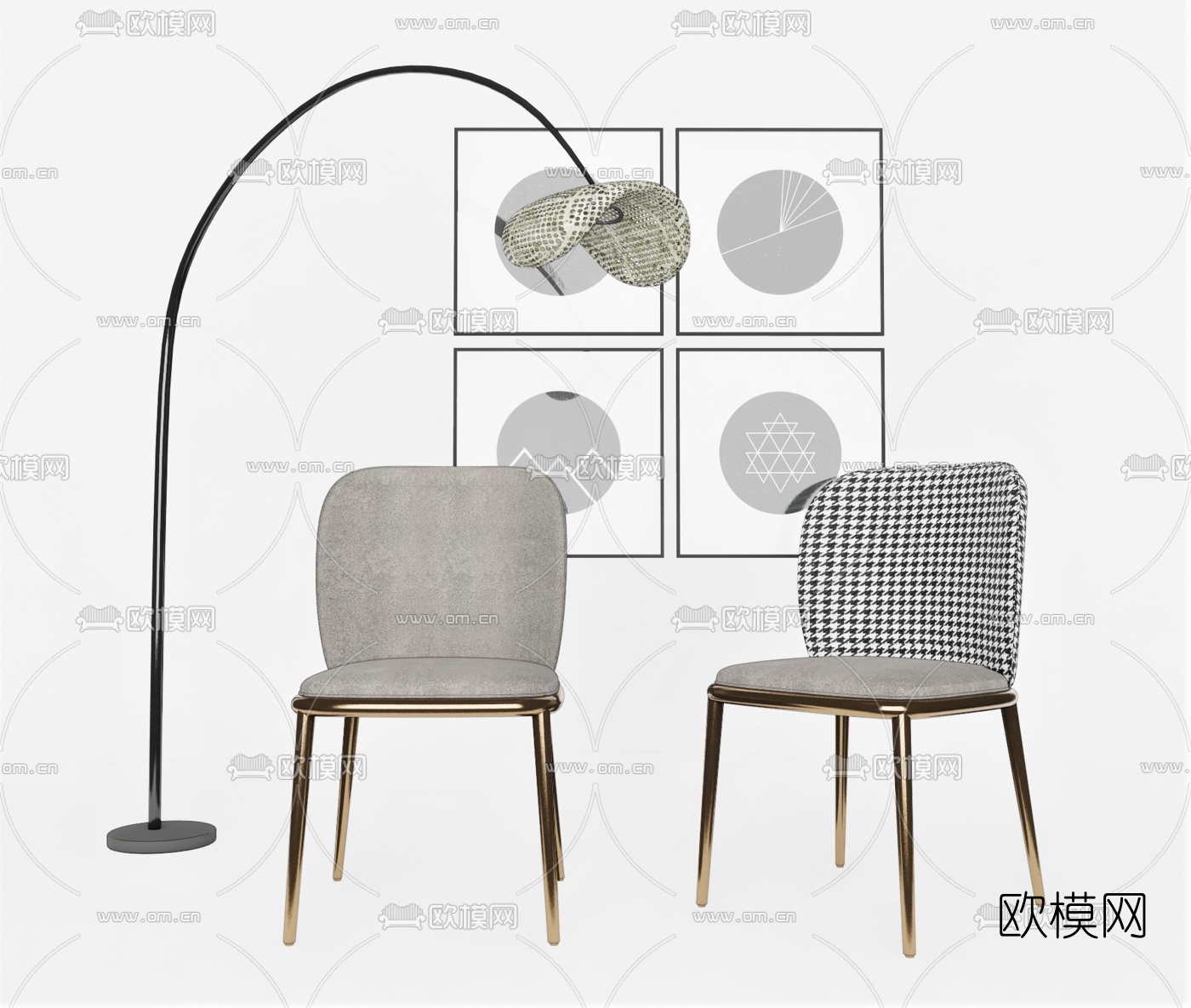 现代布艺休闲椅su模型下载（渲染图1）