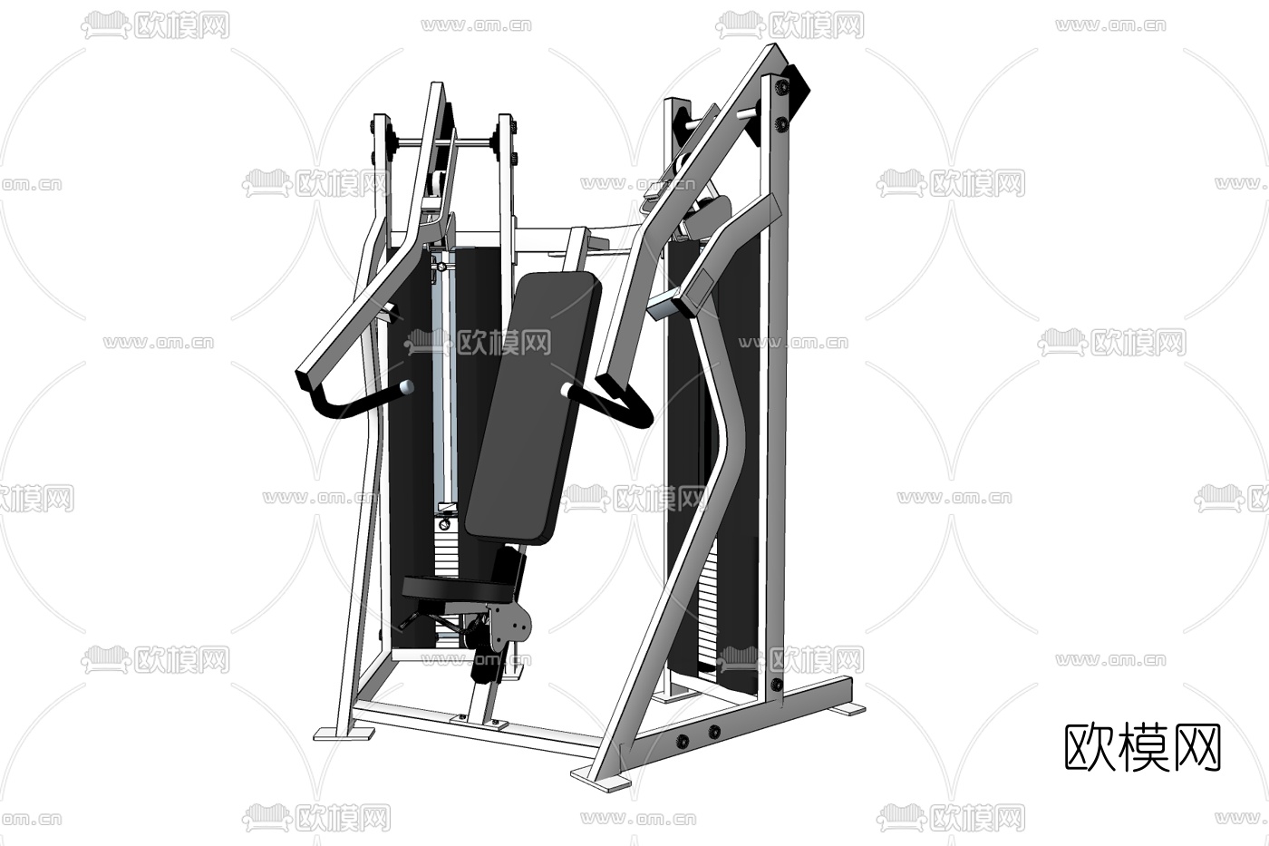 现代健身器材免费su模型下载